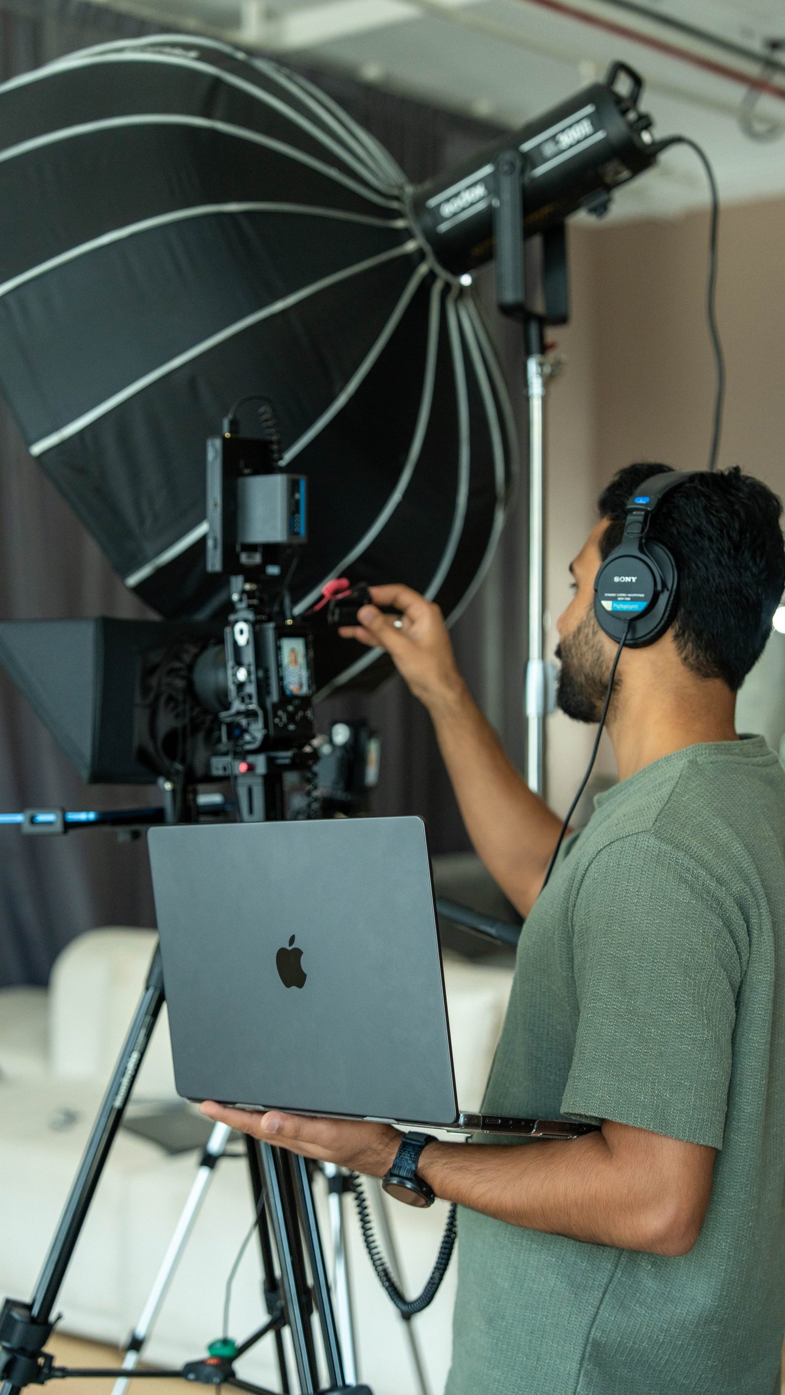 Personal-brand portrait still: a founder shot cinematically for authority-building content.
